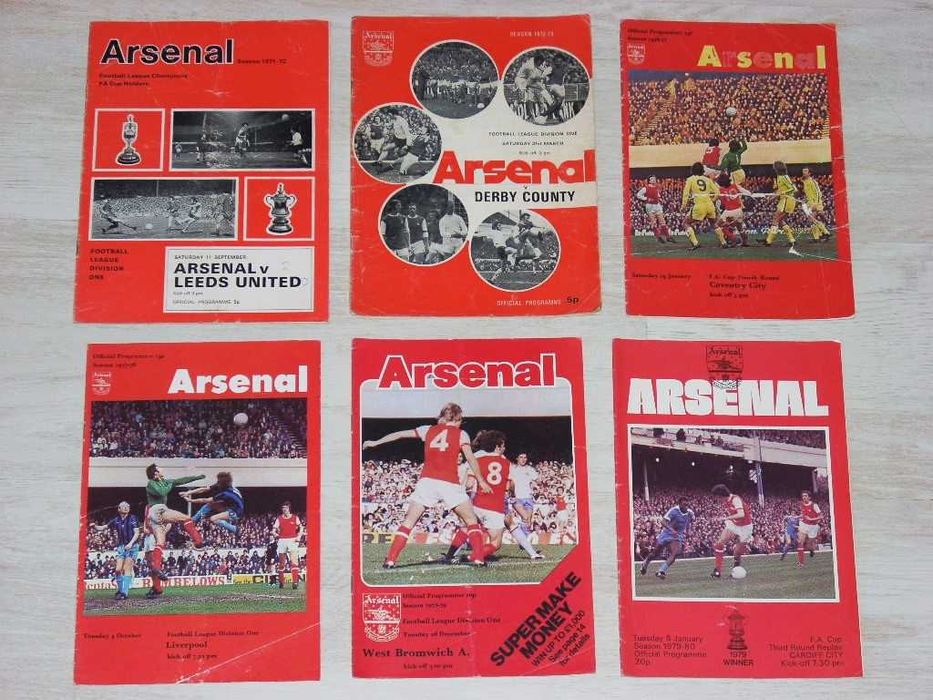 Арсенал Лондон оригинални футболни програми сезони 1971/72 до 1979/80
