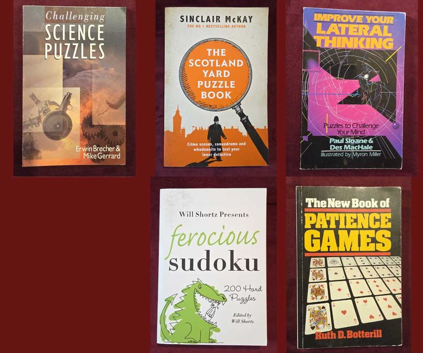 Пъзели, загадки, логически задачи и главоблъсканици, судоку, пасианси - 5 книги