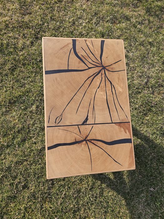 Masă lemn de stejar cu picioare metalice