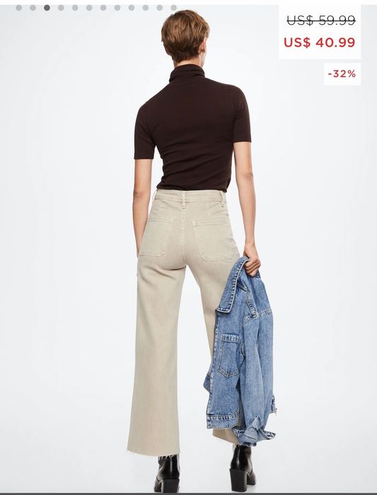 MANGO. Plus size. Джинсы-кюлоты высокой посадки