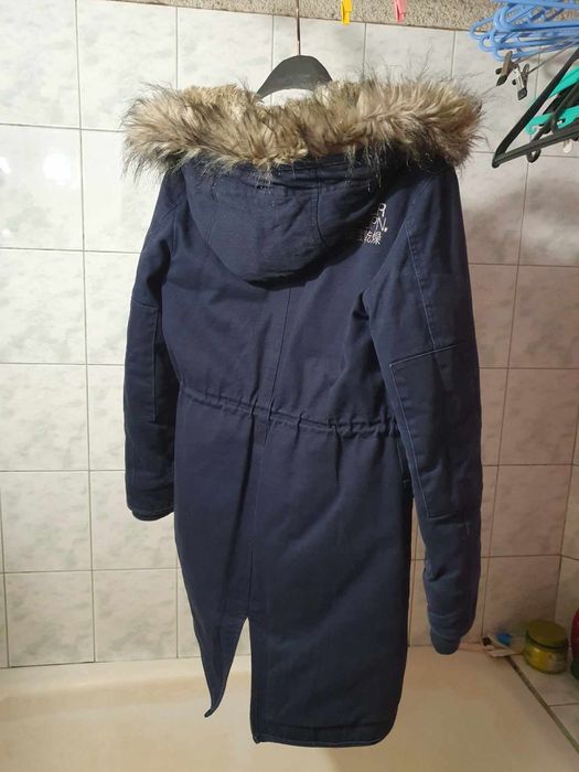 Яке палто парка  superdry xs / S 34 / 36 естествен  и 158 см става същ