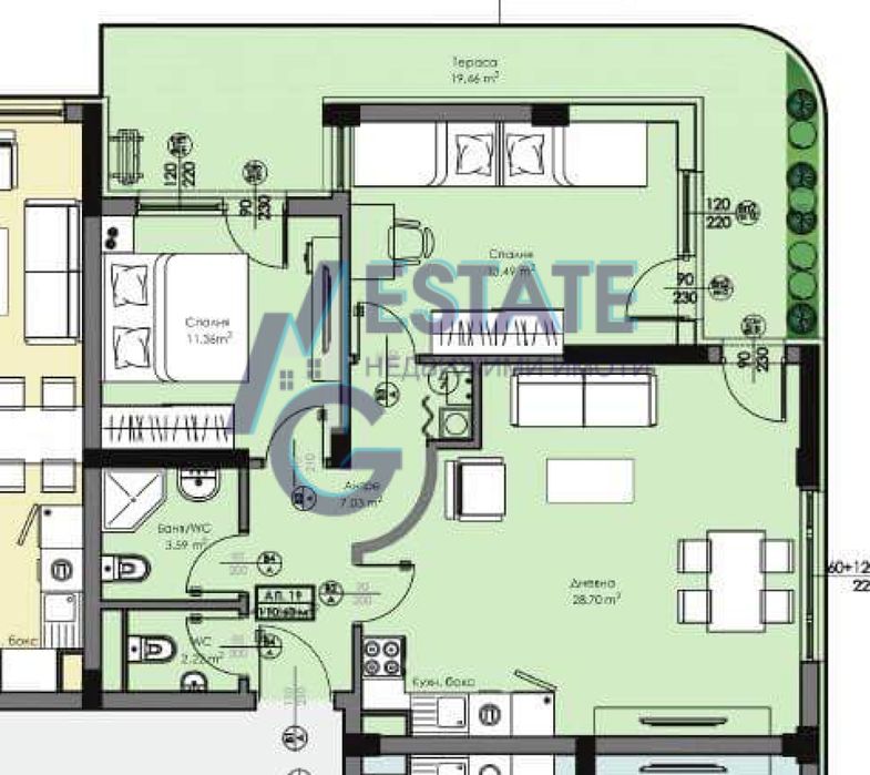 Тристаен Апартамент В Кв. Азимут