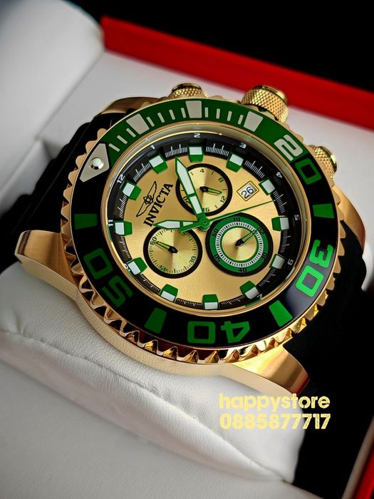 INVICTA Seahorse Green/Gold 52 mm, Инвикта нов ръчен часовник