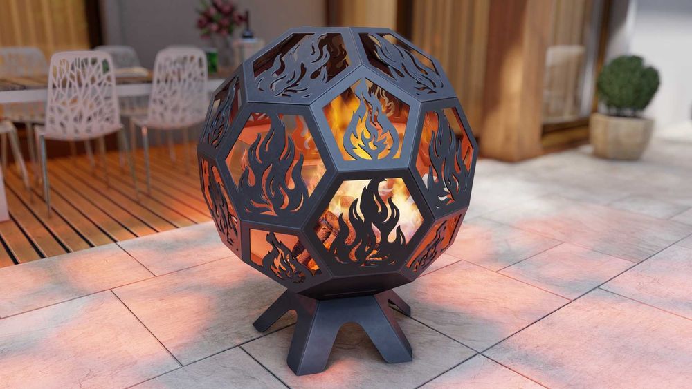 Vatra de foc decorativa, realizata din otel de 3 mm CNC laser