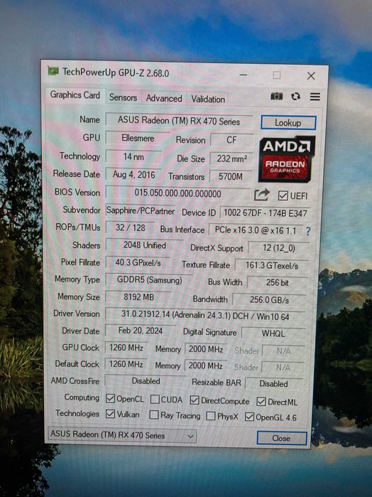 Placa video RX470 Saphire Nitro  8 Gb GDDR5 / 256 biti, garantie