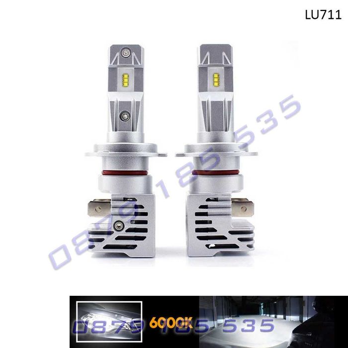 Компактни LED крушки H7 6000K без вентилатор лед светлини фар кола