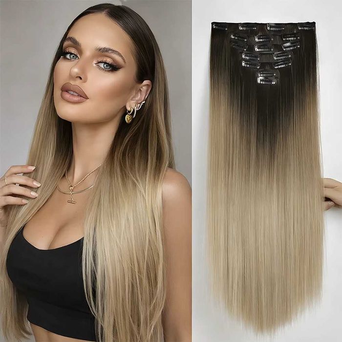 Екстеншън с клипс / треса / 7 реда треси с клипси / Удължение за Коса