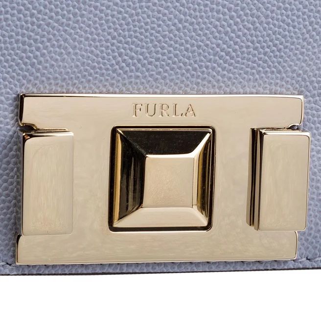 FURLA crossbody модел MIMI чанта от естествена кожа в свело син цвят