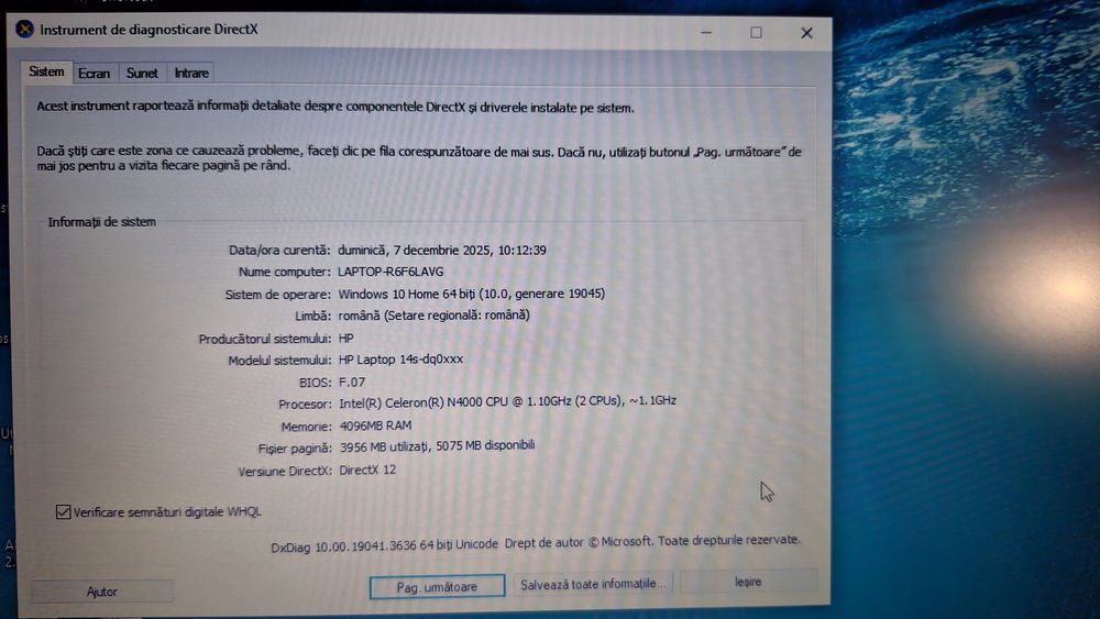Laptop HP 14s - Windows 10 instalat