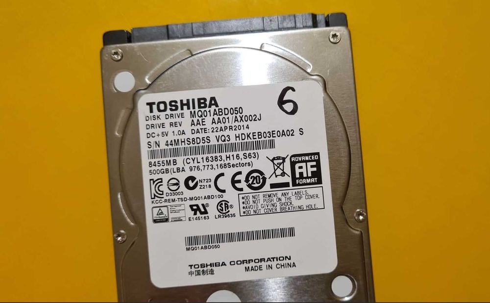 6.HDD Hard Disk Laptop Toshiba 500Gb 5400rpm 8MB SATA II