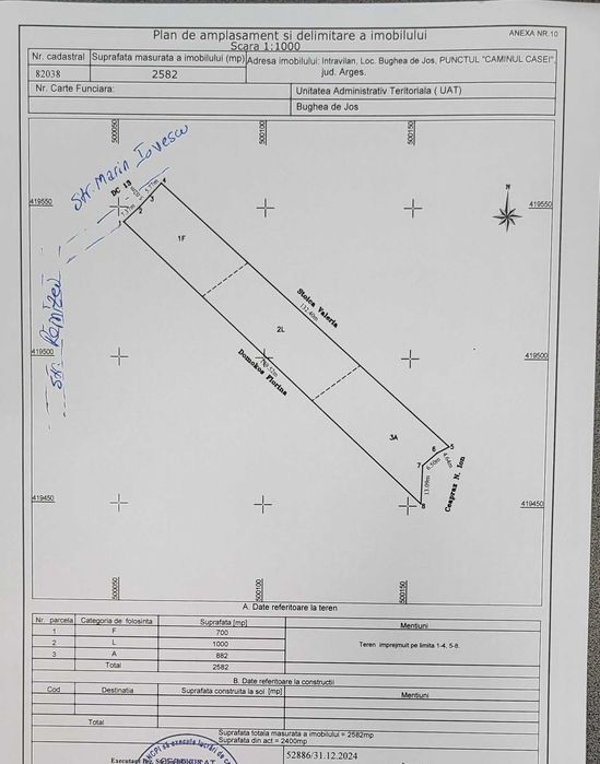 Vand 2.582 mp teren intravilan in Bughea de Jos, Argeș