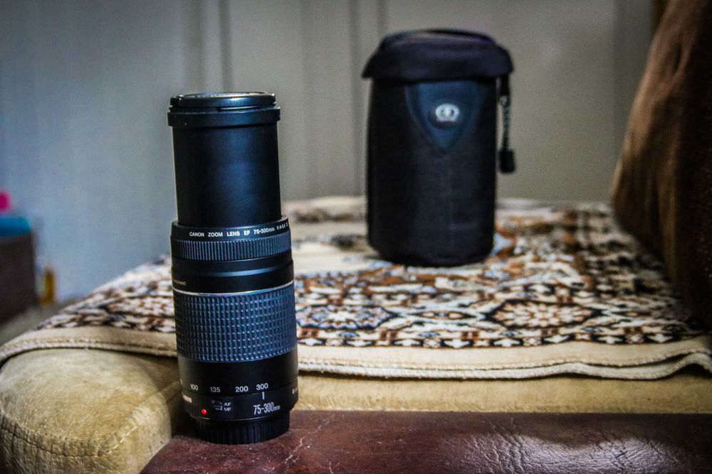 Teleobiectiv foto Full frame  Canon 75-300 mm Usm cu Parasolar