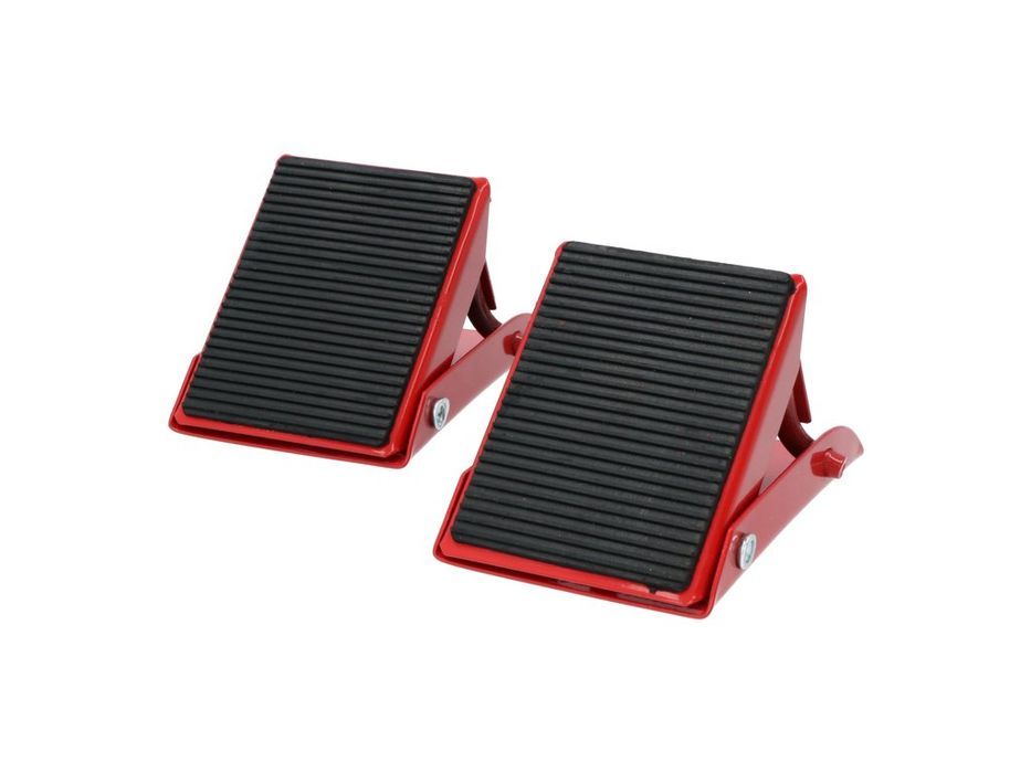 Set 2 cale roata auto Carpoint pliabile, din metal, cu suprafata antiderapanta, pentru remorca si rulota de pana la 900 kg, rosu/negru
