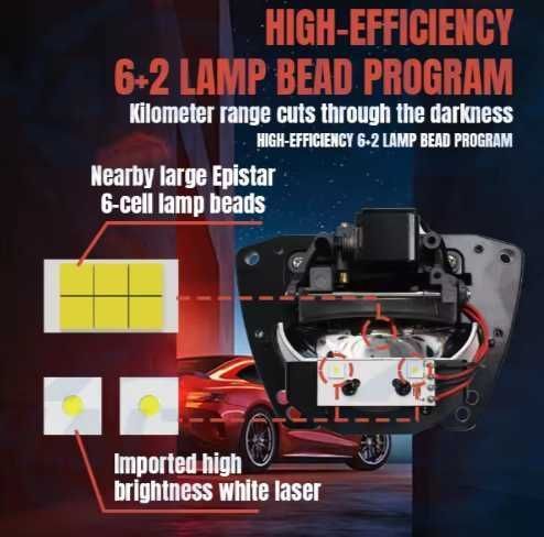 LED Лупи за вграждане с лазер 3.0 инча 75W 10000LM 2 бр къси и дълги