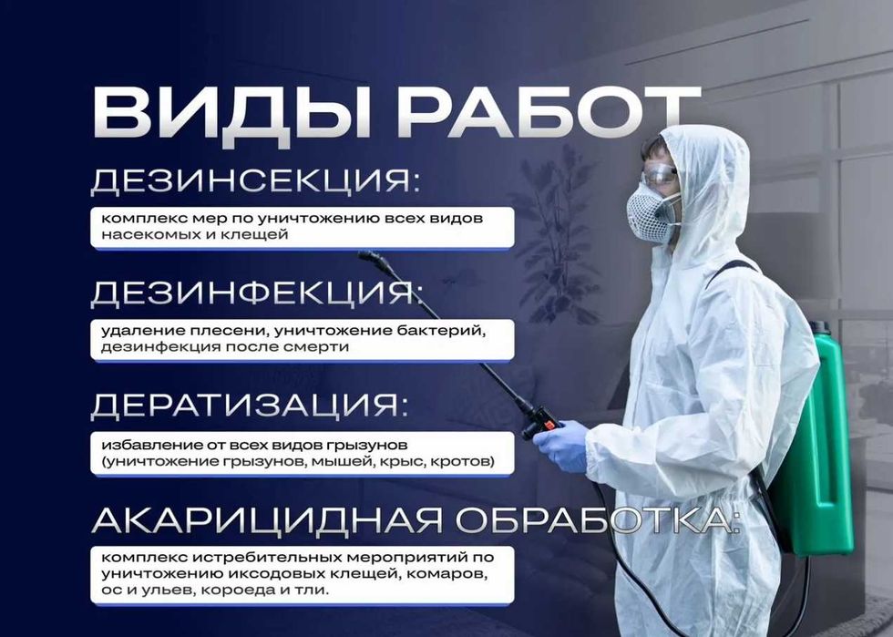Дезинфекция от клопов тараканов крыс мышей скорпионов ос мух блох