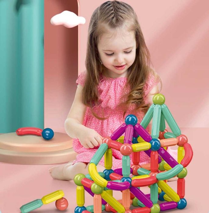 ДВА комплекта магнитни конструктора по 64 бр. всеки (128 бр.) за 35€ лв.