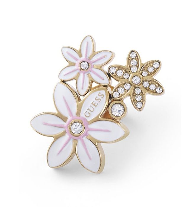 Флорални обеци Guess розово и злато