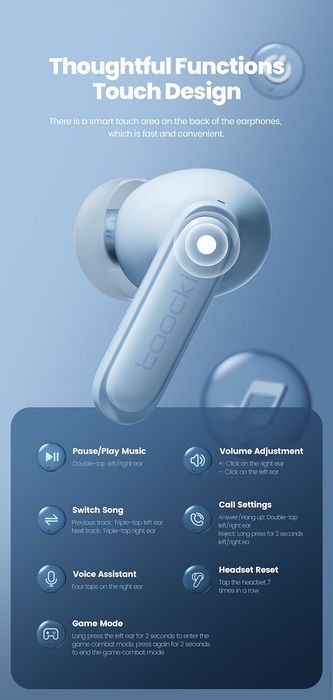 Toocki TQ-XA96 Earbuds Black