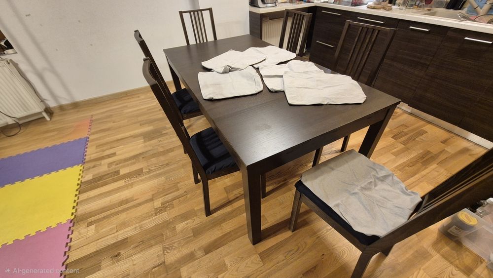 Vand masa Ikea maro cu 6 scaune