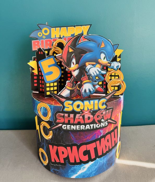 Картонена торта кутия Соник и Шадоу Sonic Shadow