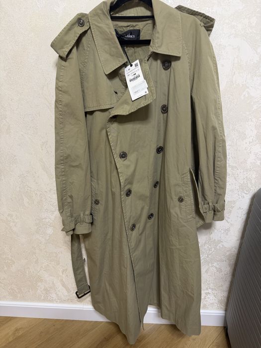 Женский плащ- тренч бежево- оливкого цвета