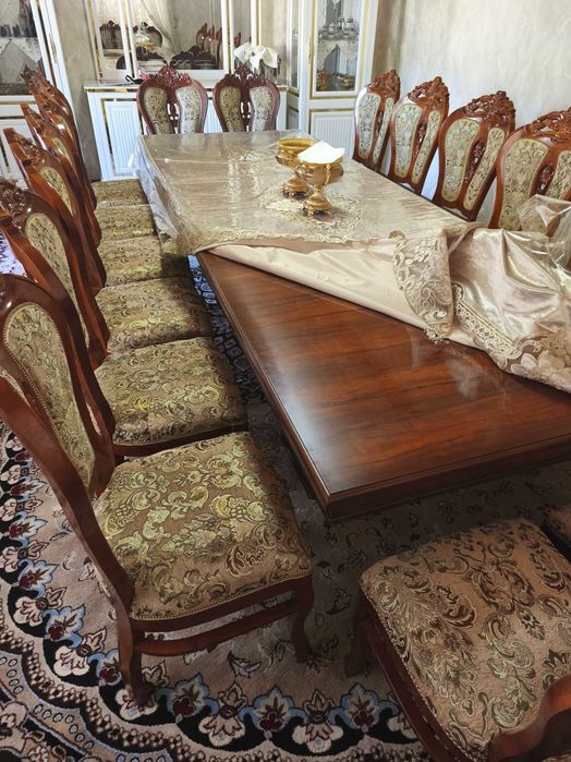 Стол стул для гостиной из дерева орех