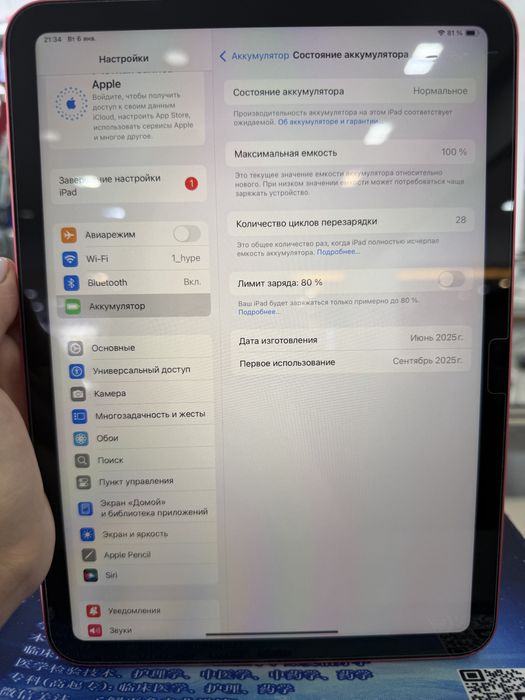 iPad 11 A16 128GB 100%