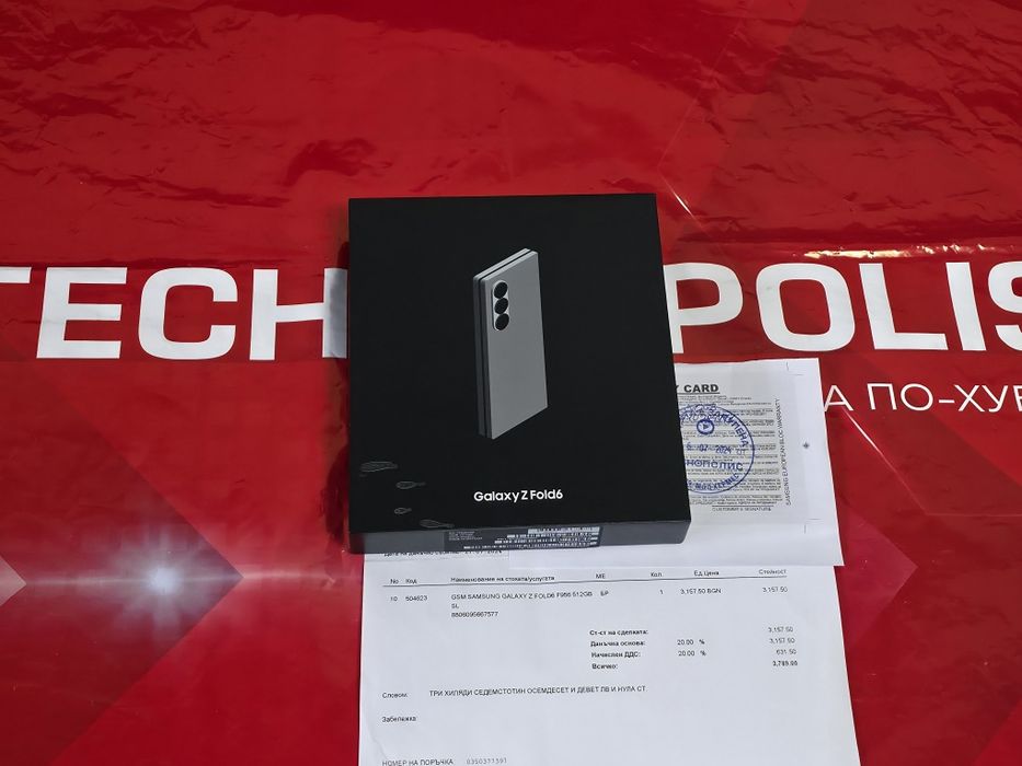 КАТО НОВ 512GB Samsung Fold 6 Технополис Гаранция 2026 Silver / Сив