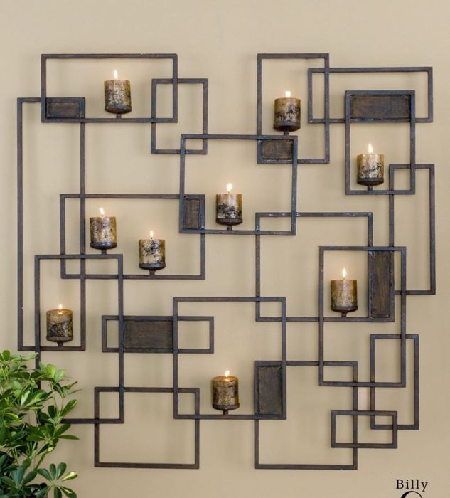 Suport lumanari metalic decorativ  de perete