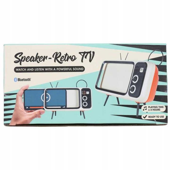 Атрактивна тонколона- поставка за телефон във формата на ретро тв