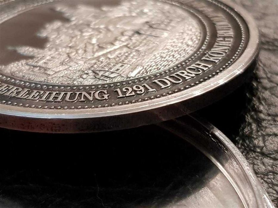 СРЕБЪРЕН 999 ‰ ПЛАКЕТ медал 1291 - 1991г. 700 години Саарбург