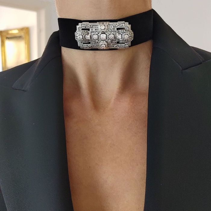 brosa autentica Art Deco cca 1930, platina, aur, diamante, certif.