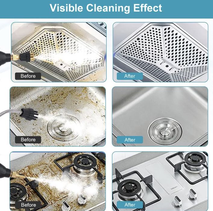 Парочистачка 2500W 3 BAR до 105 градуса на Парата с 4 бр. Накрайници