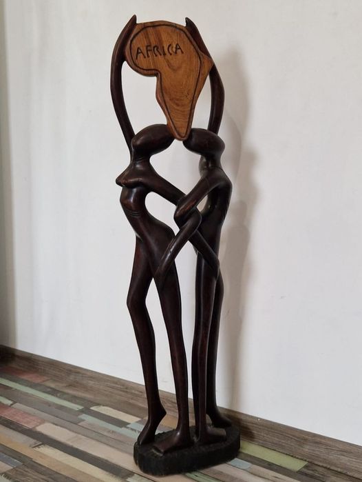 Statueta abanos lemn exotic  mare 1m  figurina sculptura  Love Africa