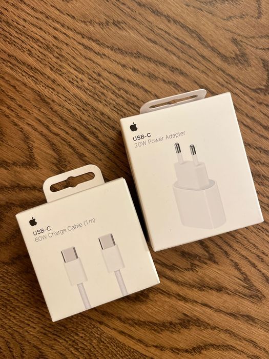 Set Apple: Adaptor USB-C 20W + Cablu USB-C 60W (1m) - Sigilat