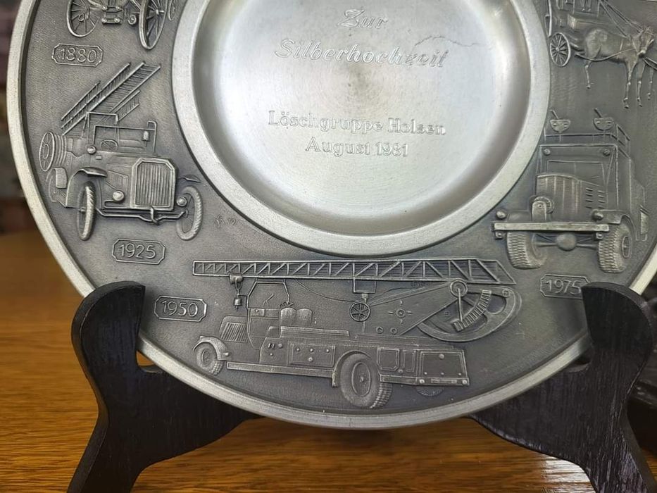 Рядка колекционерска немска чиния пожарникар колекционерска антика