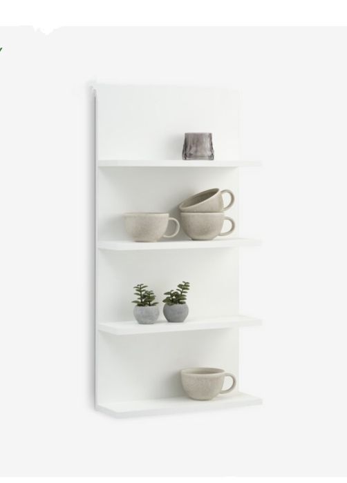 Бяла стенна етажерка с 4 рафта