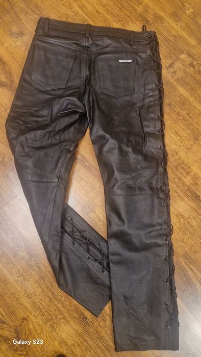 Кожен мото дънки