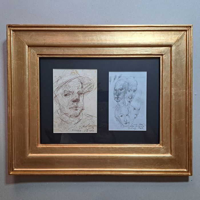 Desene, autoportret și 4 personaje", Radu Dămăceanu (n.1953-d.2017)