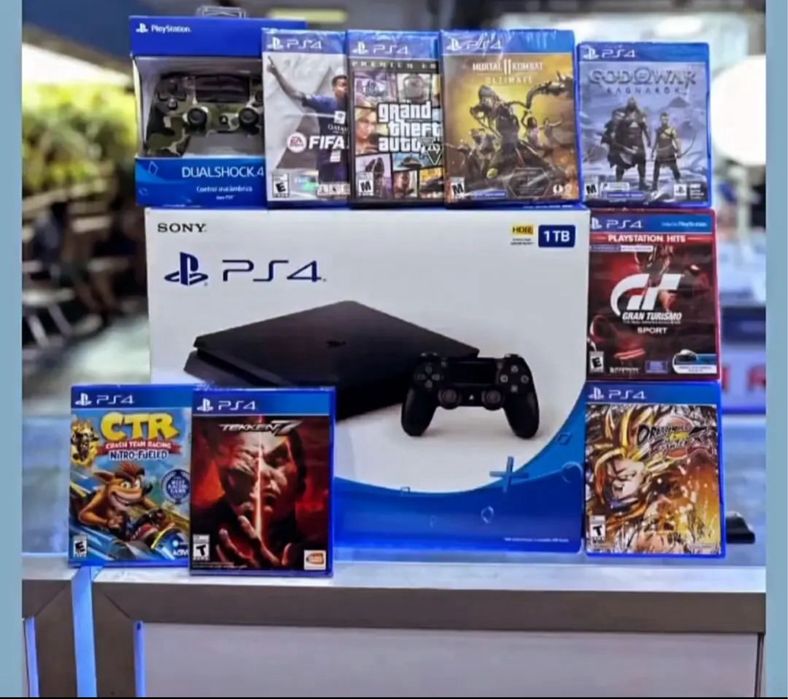 Playstation 4 slim, Ps4 Pro 100Тор с играми 2- джойстик Novi оптом