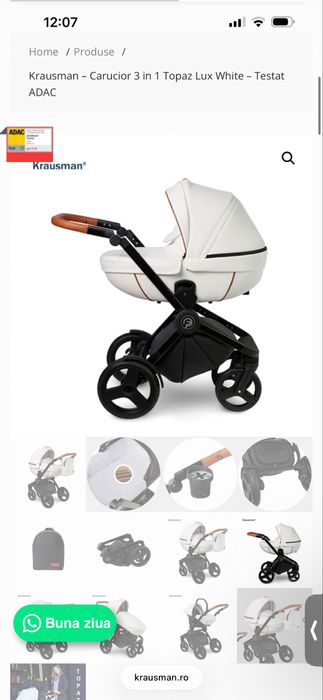 Vand carucior 3in1 Krausman Topaz Alb