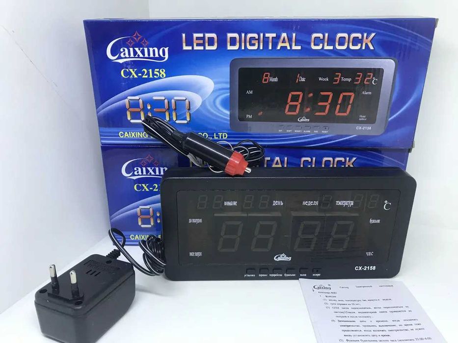 LED електронен часовник Caixing CX-2158, Термометър, Аларма