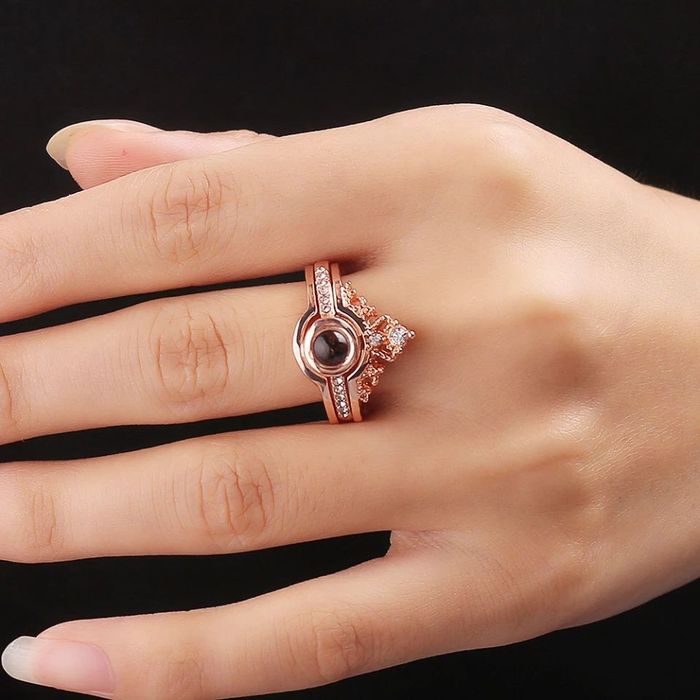 Комплект Кулон и Колечко. С нано гравировкой на камне Я Люблю Тебя на