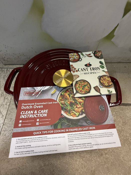 Чугунена холандска тенджера Overmont 5.5l емайлирана