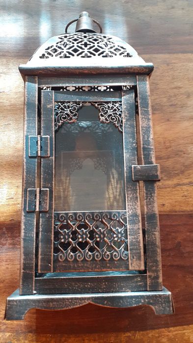 фенер метален за свещ кандило или други, състарено злато