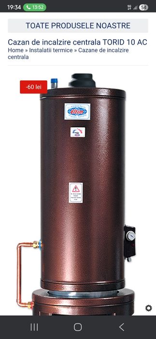 Vând centrală pe lemne nou