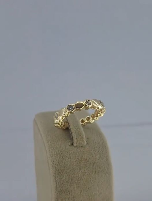 Inel aur 14K model fagure / hexagon (stil Bee My Love)