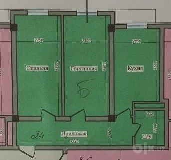 2 xonali yangi qurilgan kvartira sotiladi, 65 m²