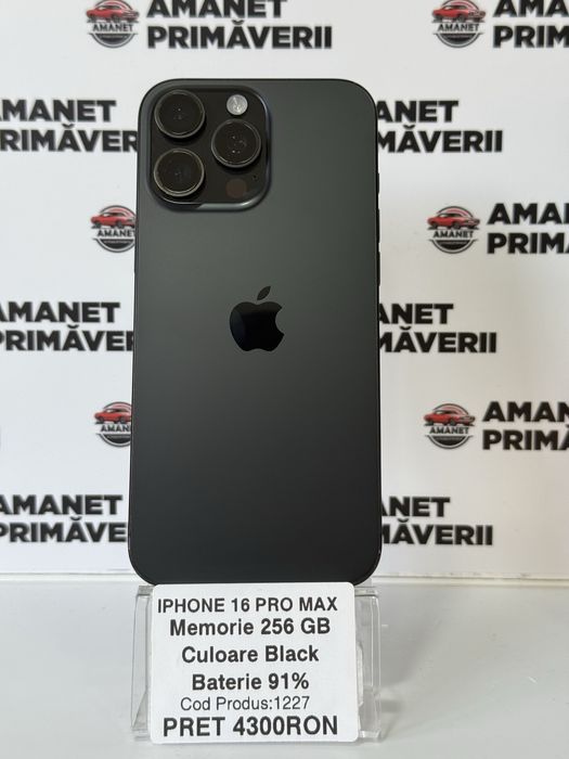 Iphone 16 Pro Max Black 256 GB Baterie 91% Garantie