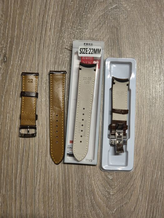 Curele ceas maro noi (2 buc) cu cataramă deploayant (fluture)